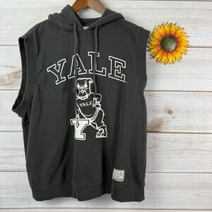 YALE Bulldogs Sleeveless‎ Hoodie Gray College Graphic Sweatshirt